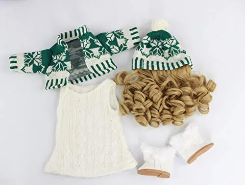 18inch Doll Green and White Knit Dress