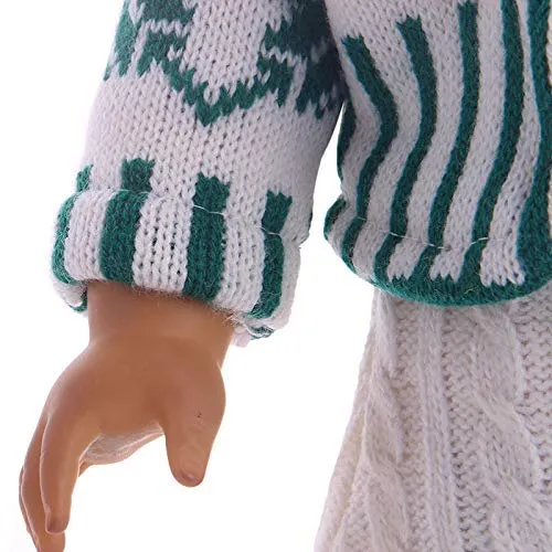 18inch Doll Green and White Knit Dress