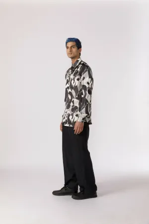 Abstract black and white printed shirt