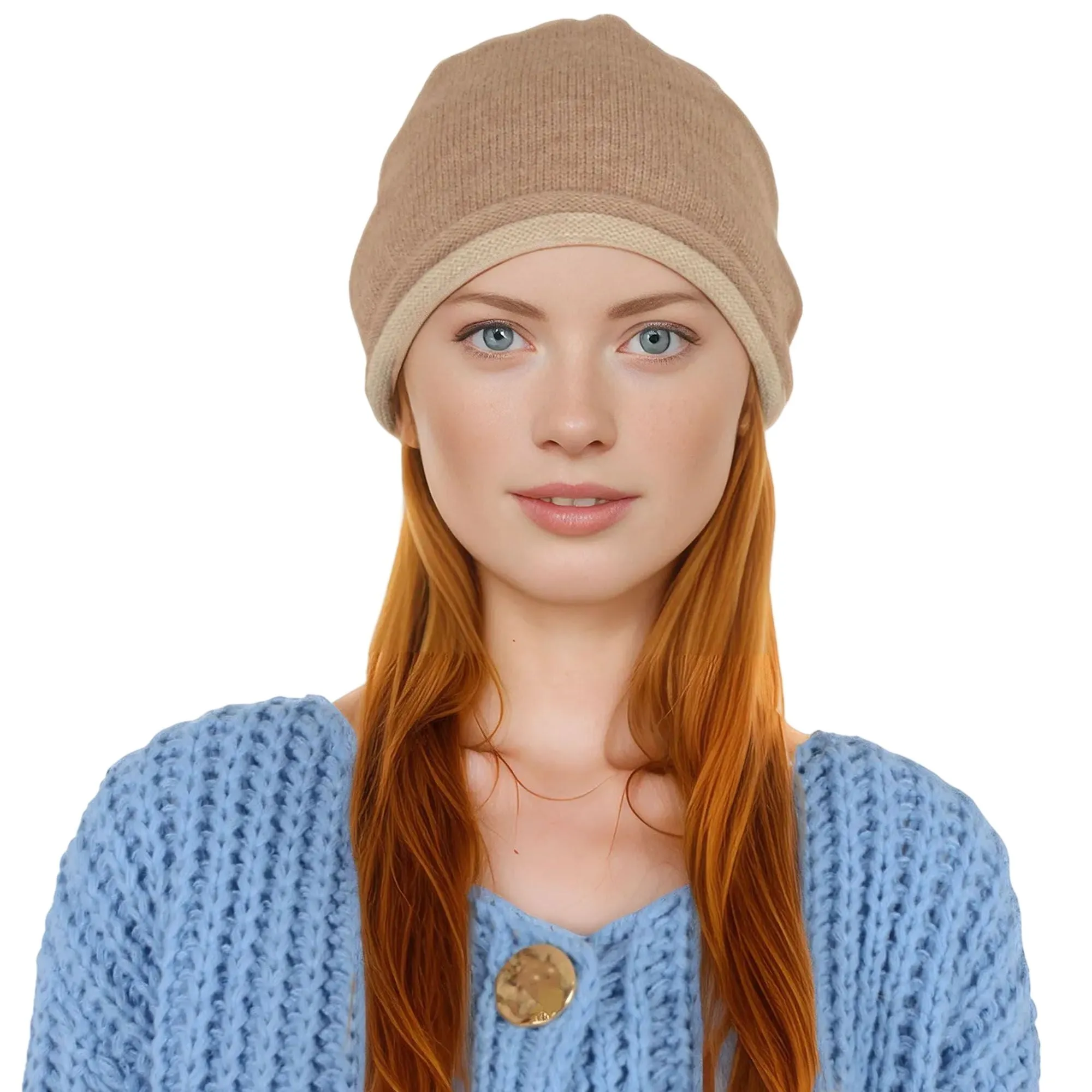 Alilang Comfy Warm Winter Knit Slouchy Beanie Hat Double Color Roll Up Edge Ski Cap for Women Men