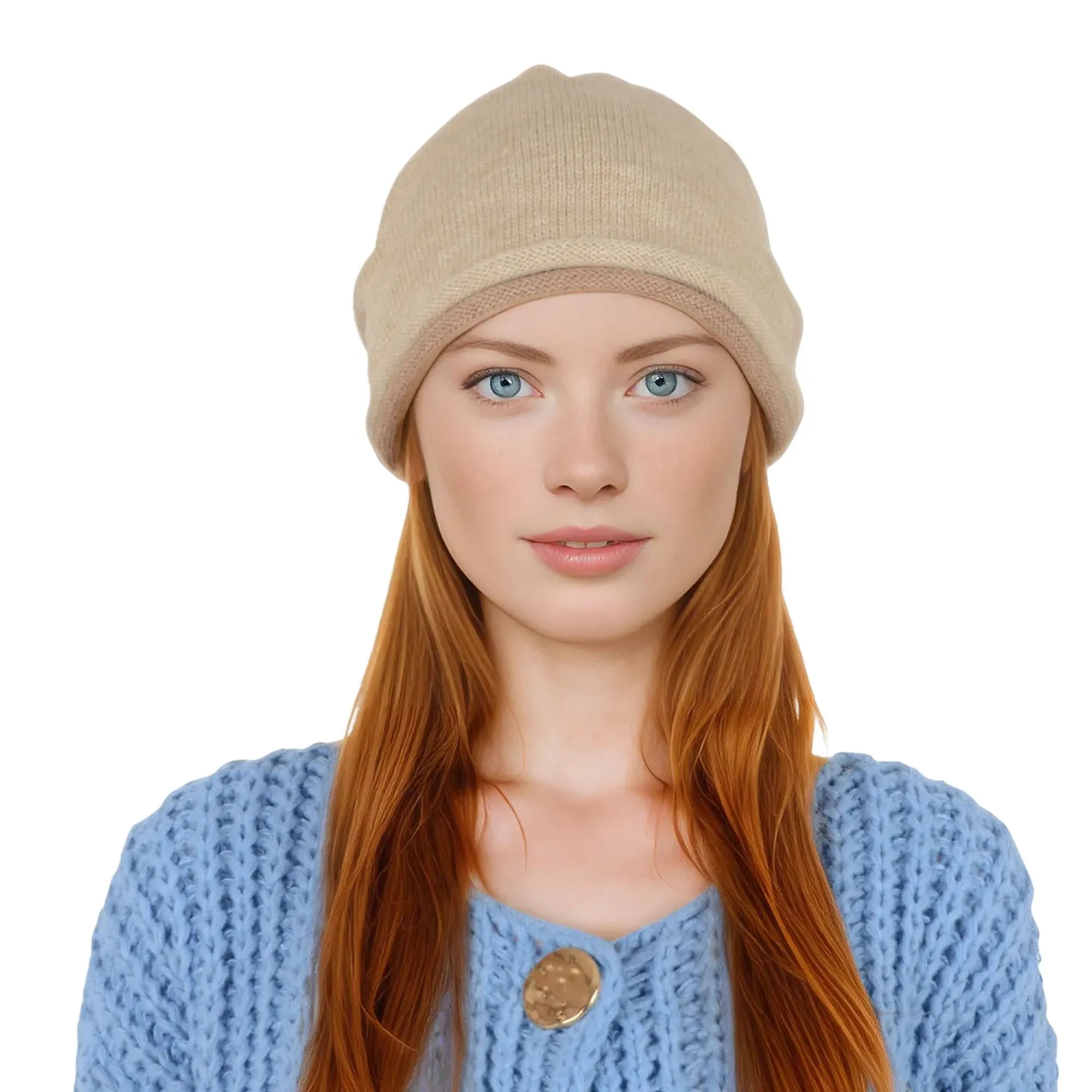 Alilang Comfy Warm Winter Knit Slouchy Beanie Hat Double Color Roll Up Edge Ski Cap for Women Men