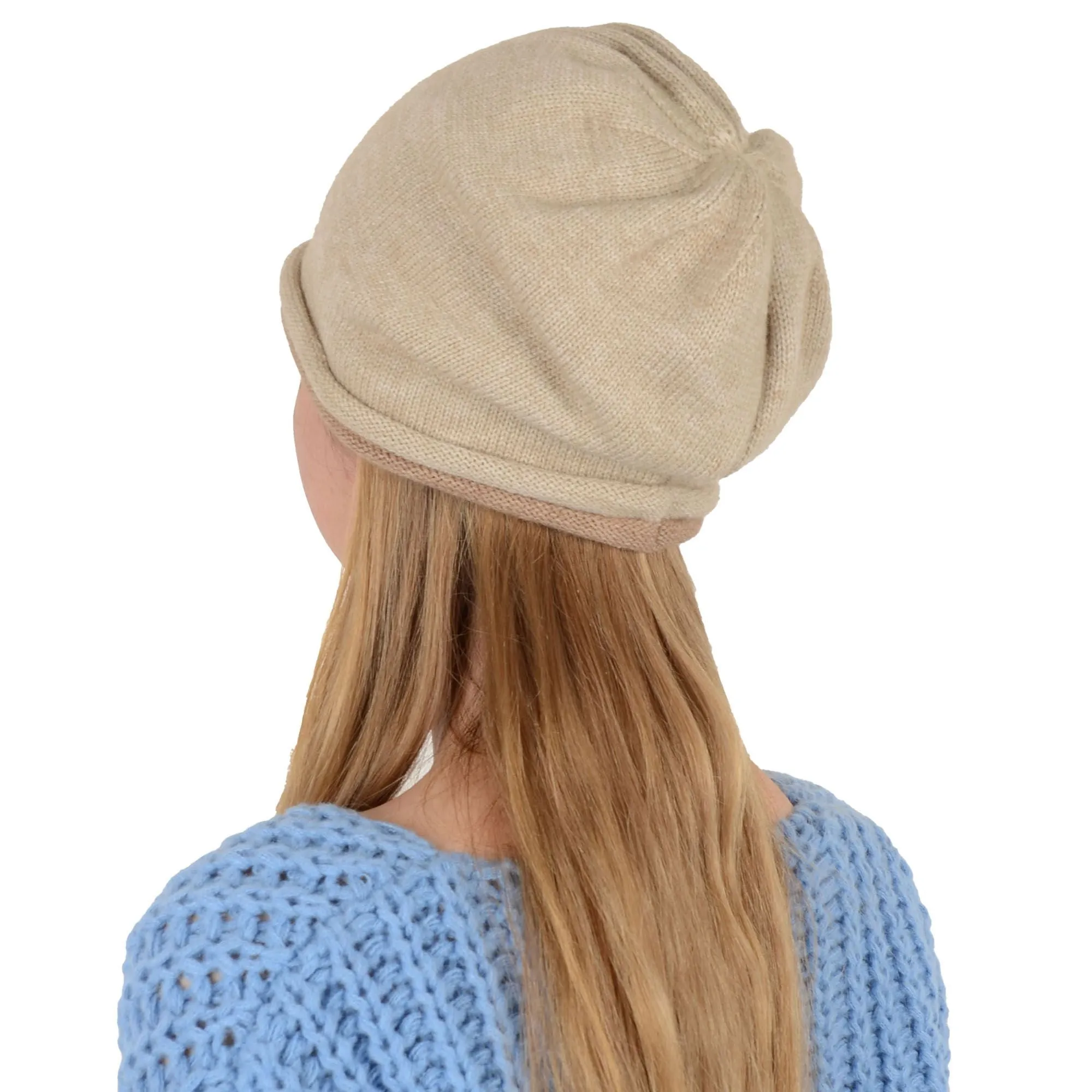 Alilang Comfy Warm Winter Knit Slouchy Beanie Hat Double Color Roll Up Edge Ski Cap for Women Men