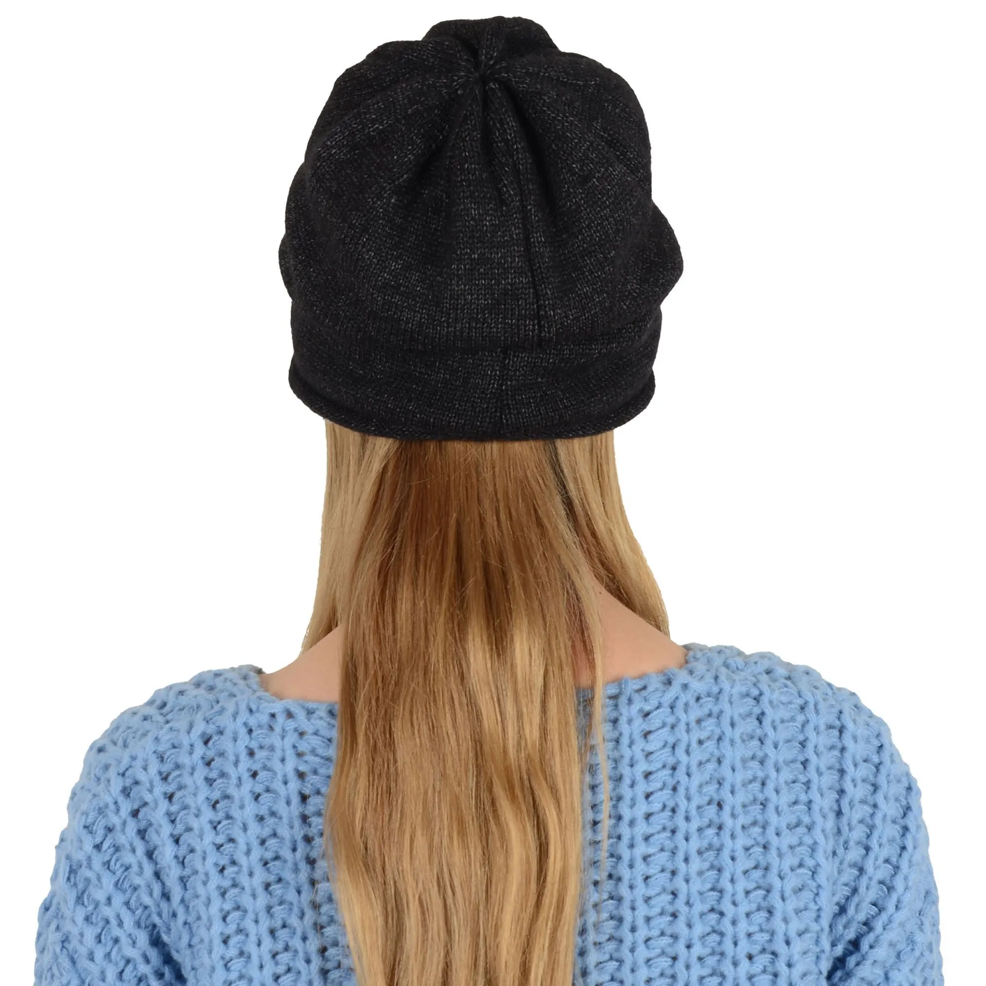 Alilang Comfy Warm Winter Knit Slouchy Beanie Hat Double Color Roll Up Edge Ski Cap for Women Men