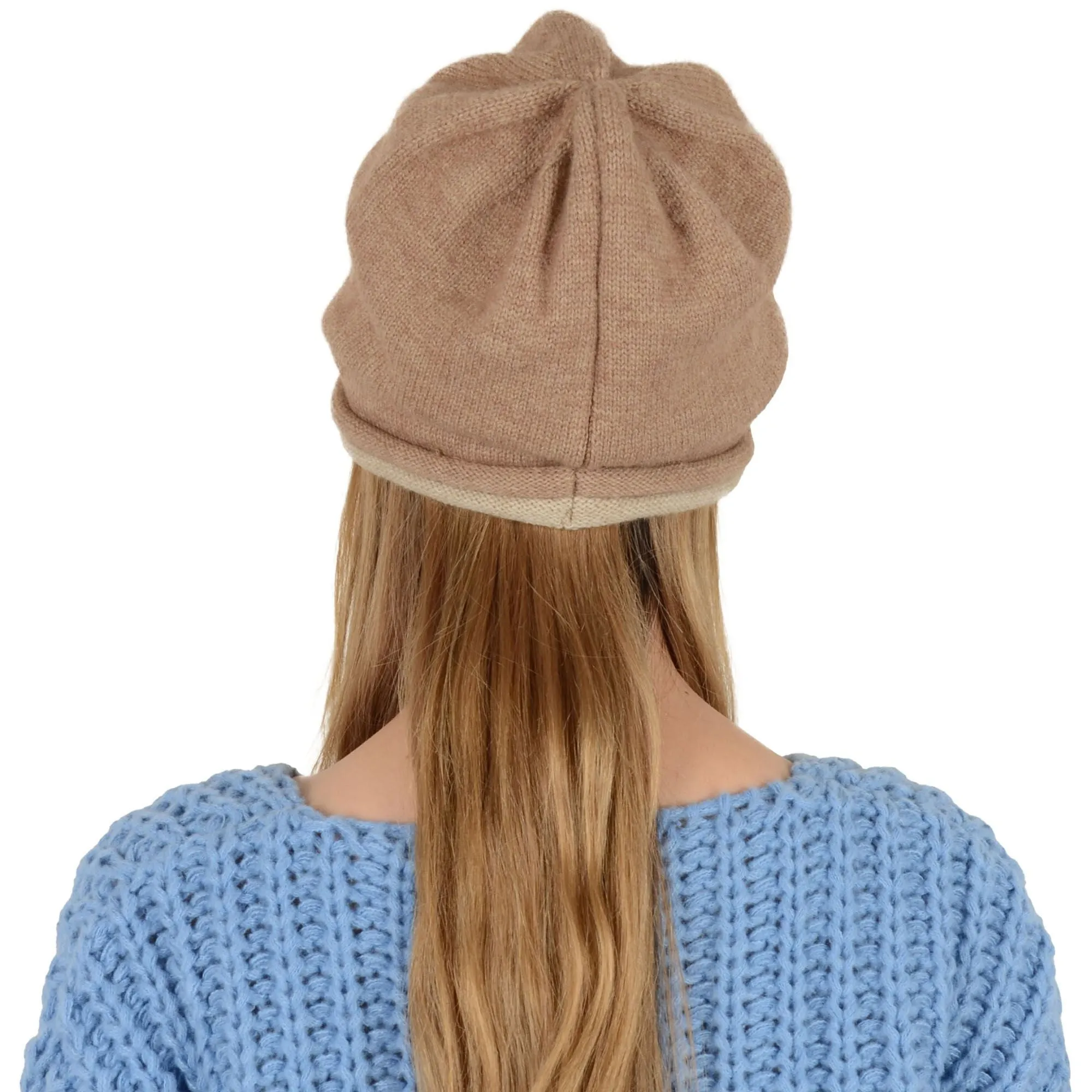 Alilang Comfy Warm Winter Knit Slouchy Beanie Hat Double Color Roll Up Edge Ski Cap for Women Men