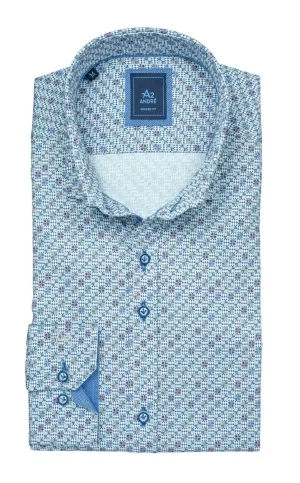 Andre Riga Long Sleeve Tapered Casual Shirt - Burgundy