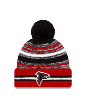 Atlanta Falcons New Era 2021 NFL Sideline - Sport Official Pom Cuffed Knit Hat - Red/Black