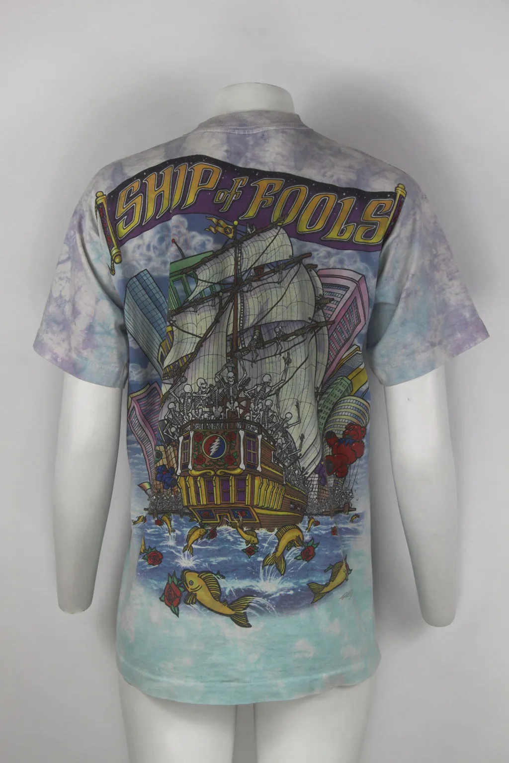 Authentic 90s Grateful dead 'ship of fools' Tie-dye T-shirt - L
