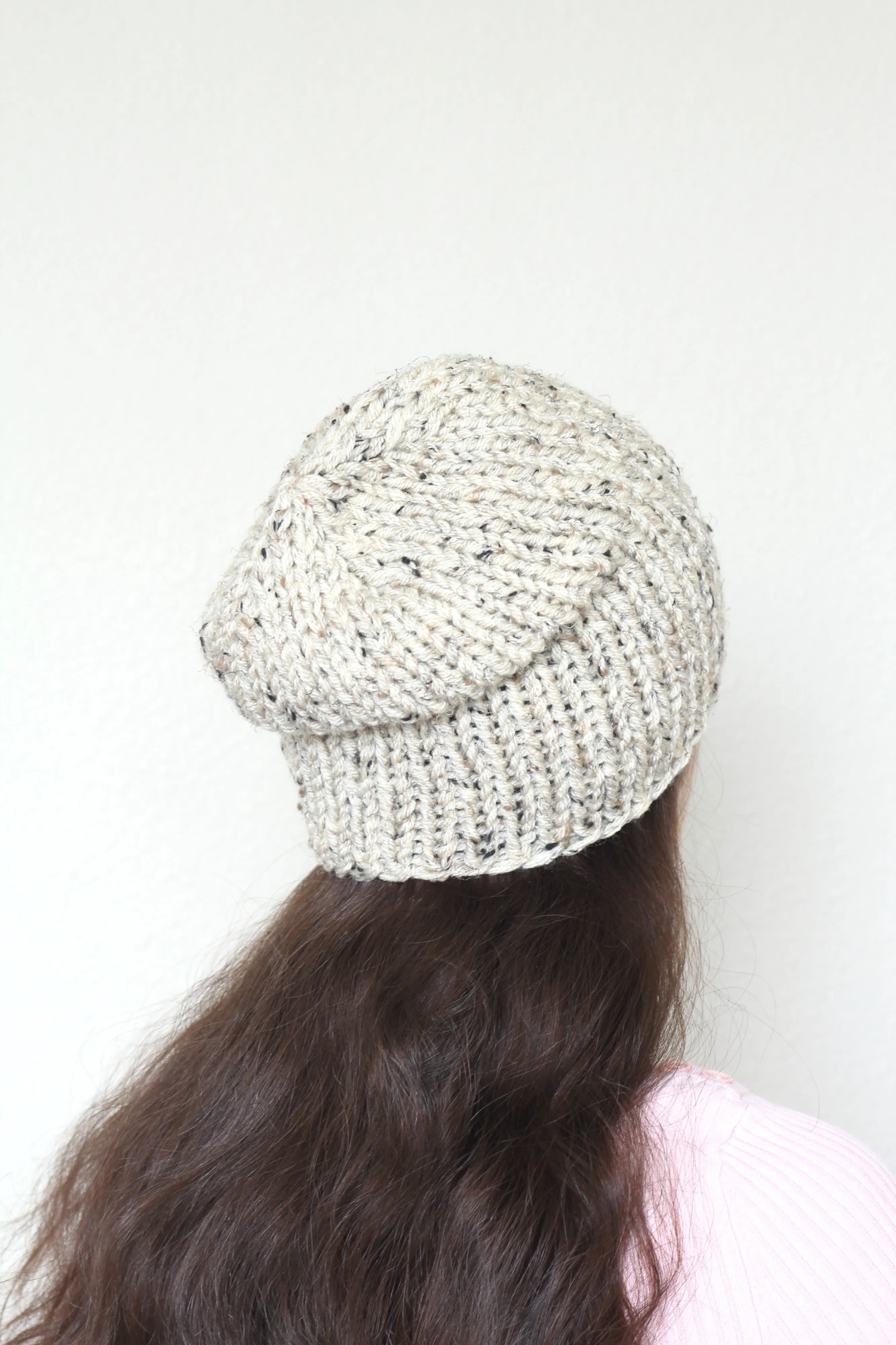 Beanie hat, knit hat, slouchy hat, knit beanie in black color