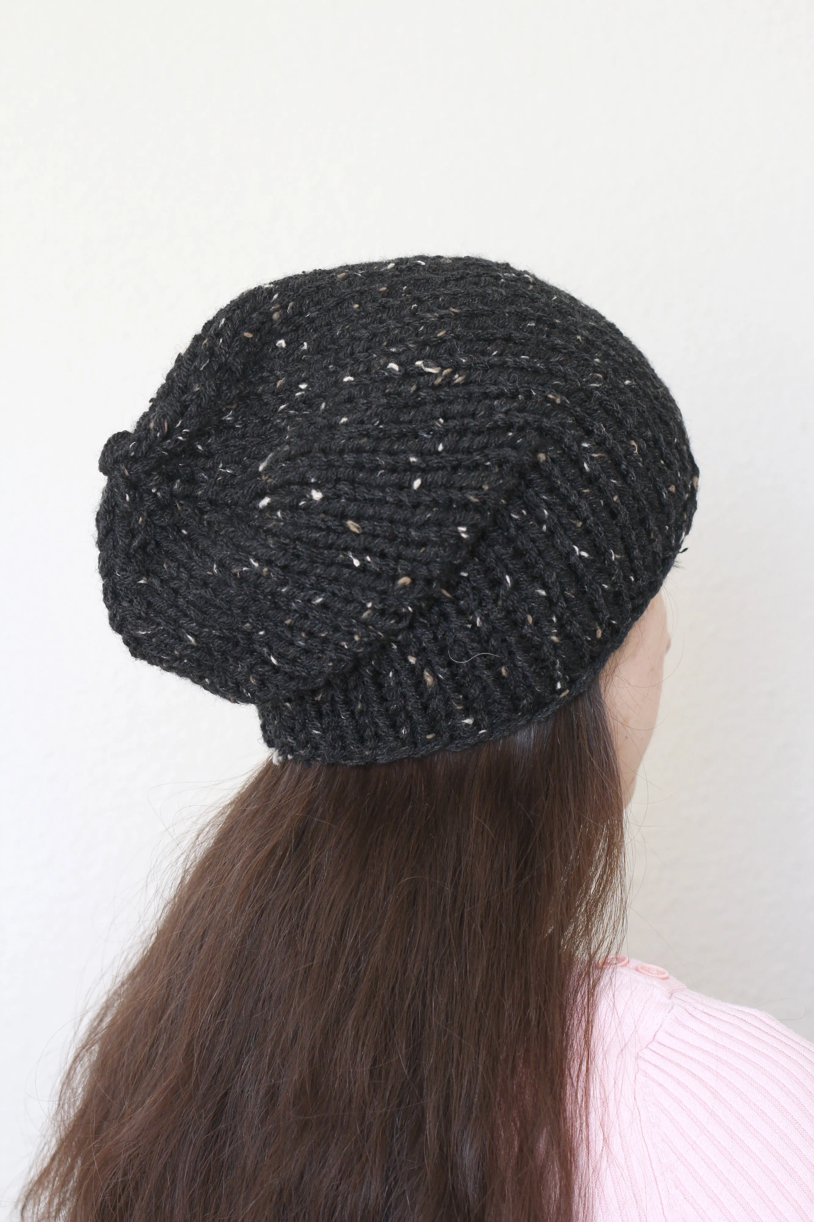Beanie hat, knit hat, slouchy hat, knit beanie in black color