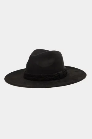 Braided Beauty Brim Detailing Fedora Hat (Assorted Colors)