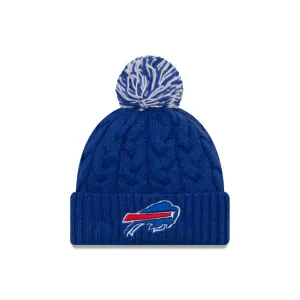 Buffalo Bills NFL New Era Women's Blue Cozy Cable Cuff Pom Knit Hat