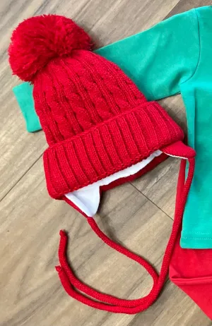 Cable Knit Hat w/Knit Pom Pom