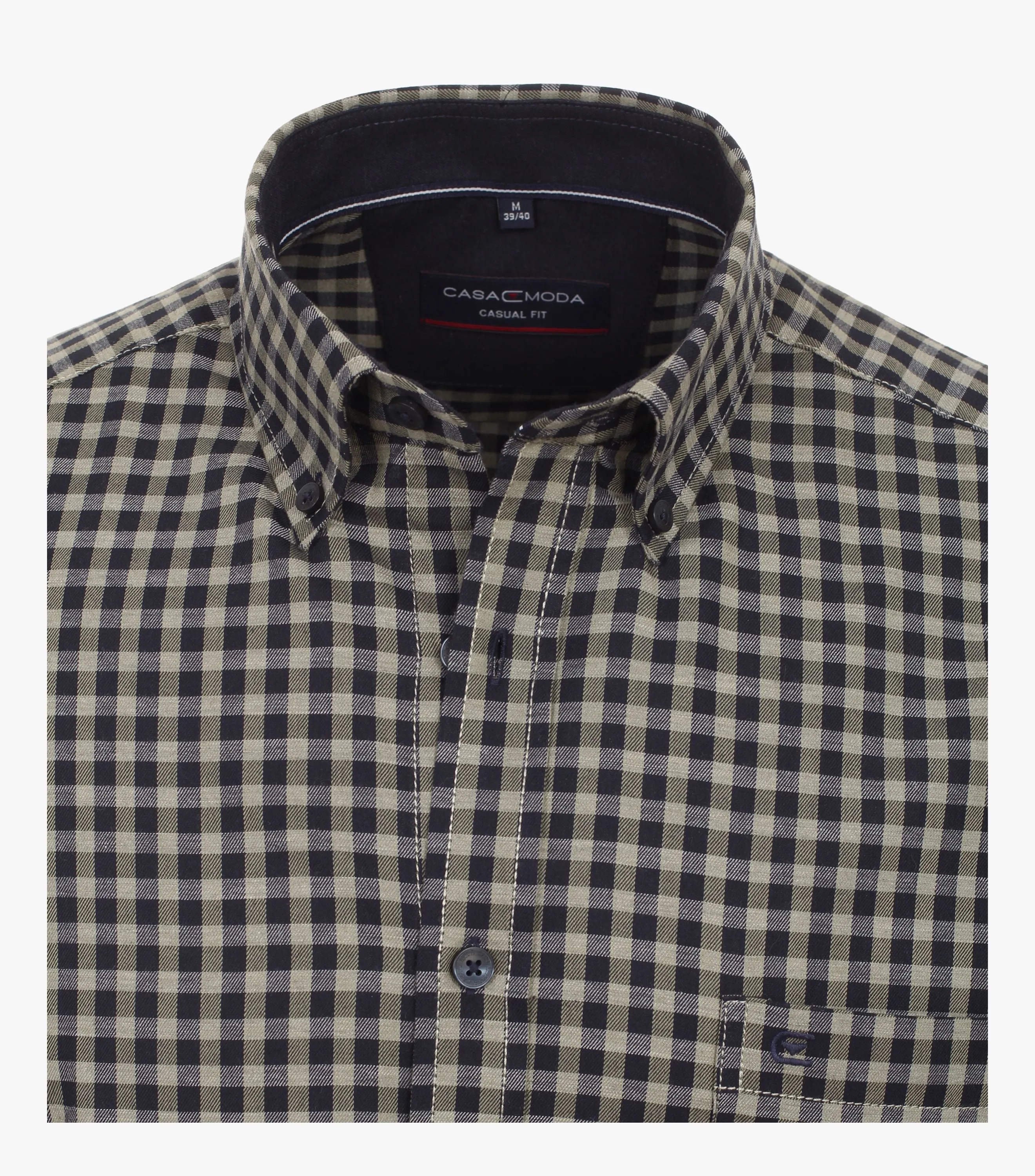 Casa Moda Flannel Long Sleeve Casual Check Shirt - Brown/Navy