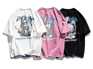 CATTEE RABBIT CARTOON PRINT CREW NECK UNISEX T SHIRTS