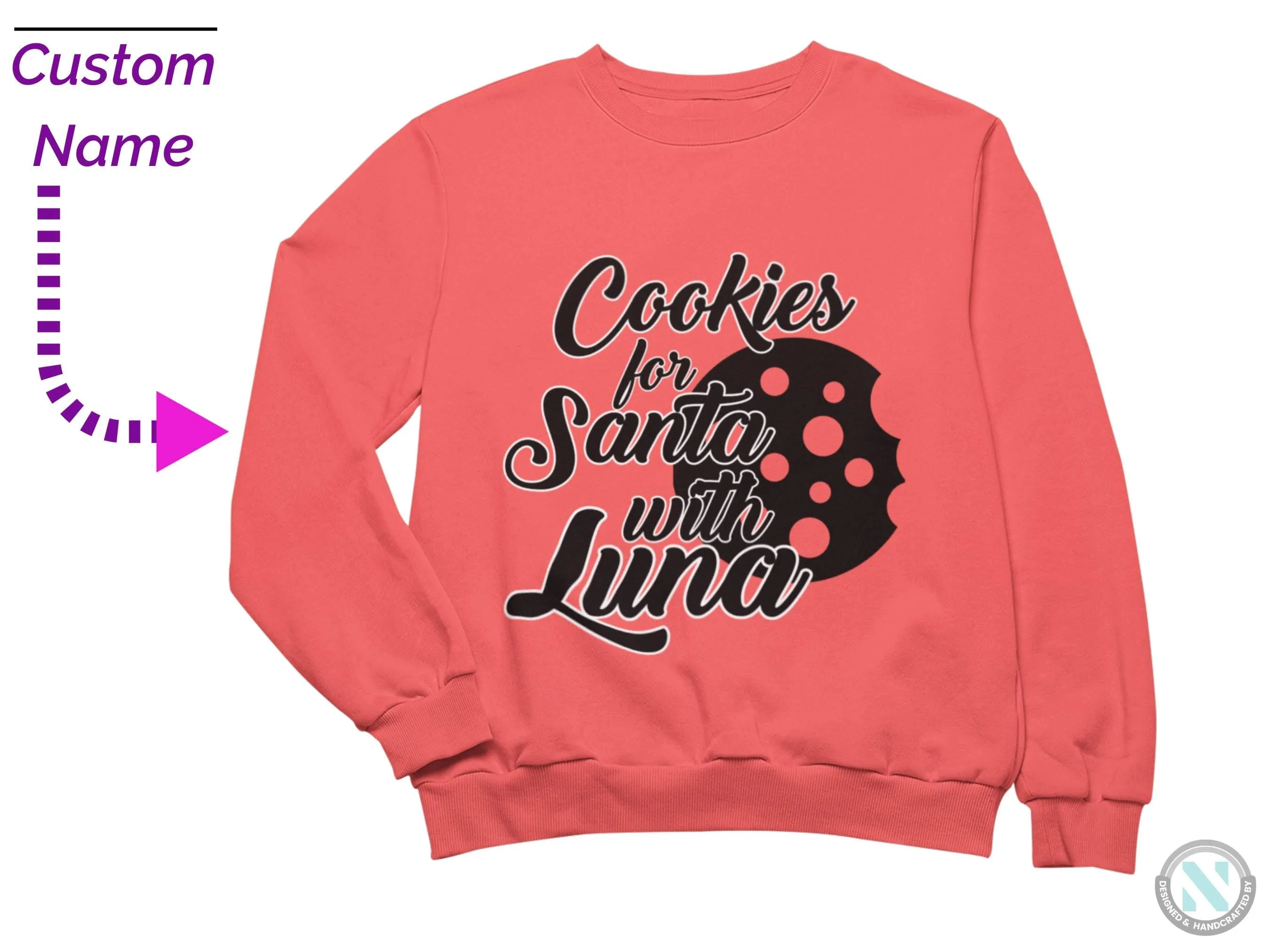 Custom Jumper Christmas Sweatshirt for Toddler Girls with Cookies for Santa Text