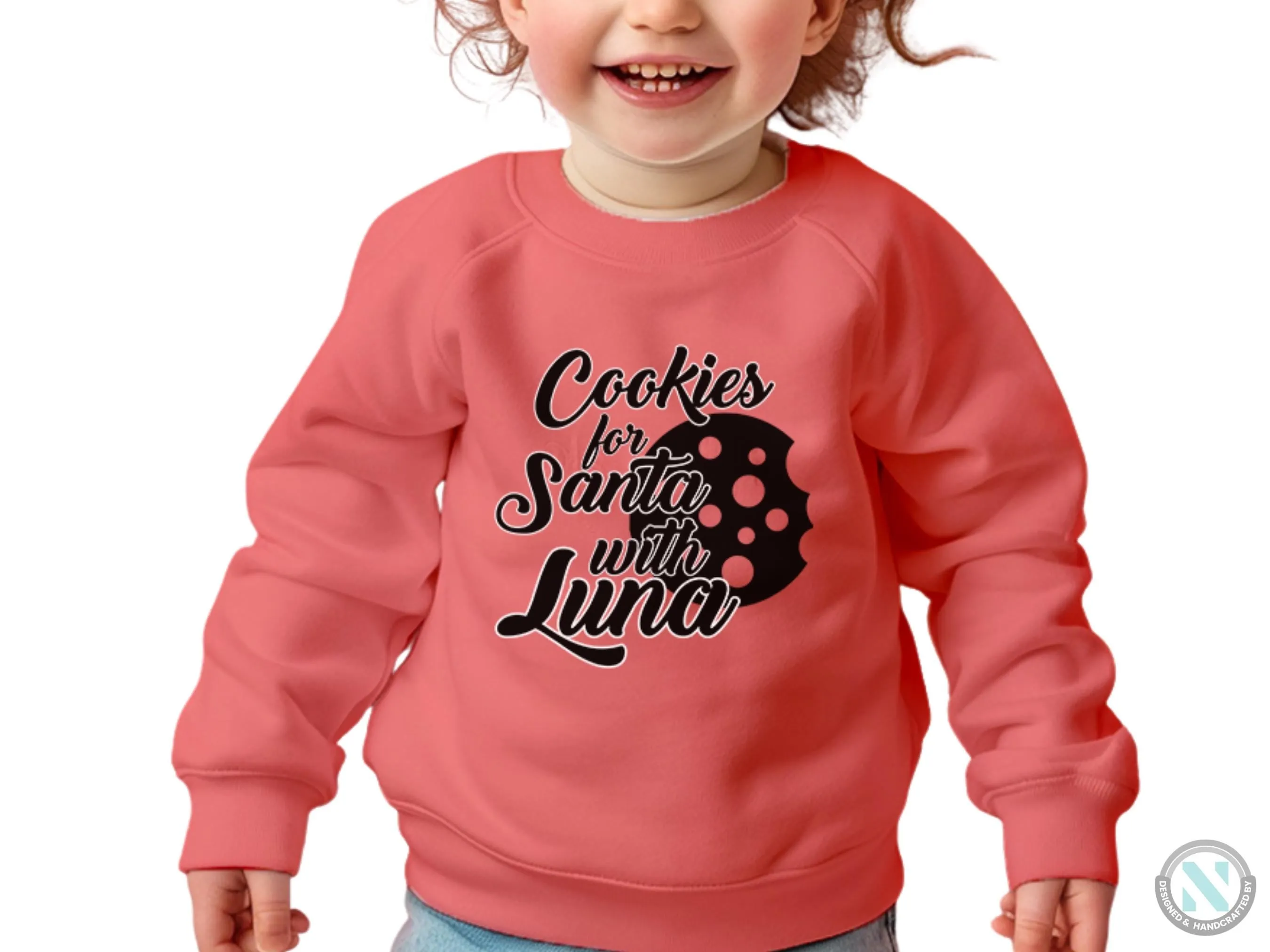 Custom Jumper Christmas Sweatshirt for Toddler Girls with Cookies for Santa Text