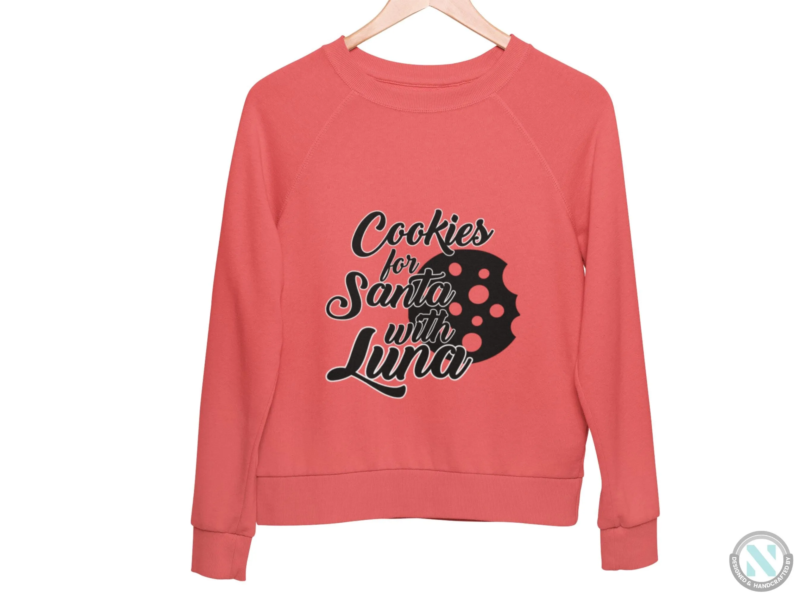 Custom Jumper Christmas Sweatshirt for Toddler Girls with Cookies for Santa Text