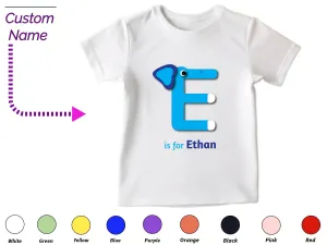 Custom Kids Tshirt Gift For Toddler Girls with Initials E on T-Shirt