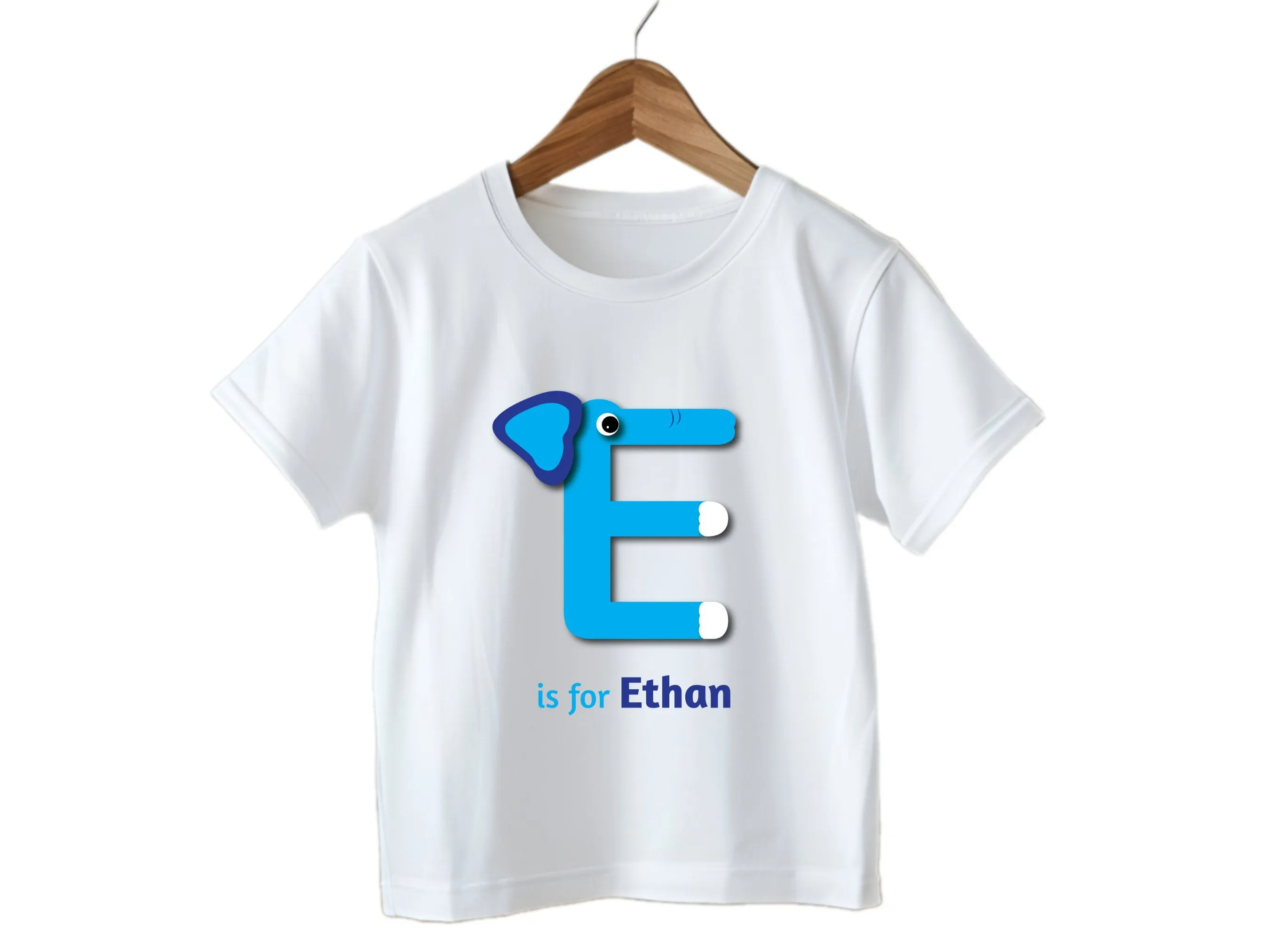 Custom Kids Tshirt Gift For Toddler Girls with Initials E on T-Shirt