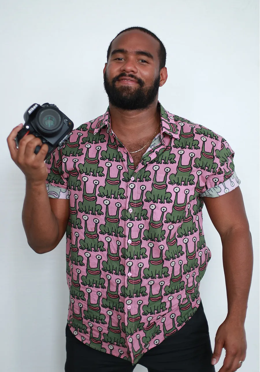 Daniel Johnston SS Button-Down Shirt | Pink