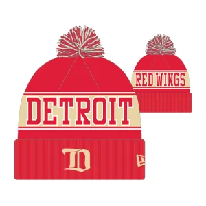 Detroit Red Wings NHL New Era Men's Red Retro Knit Pom Hat