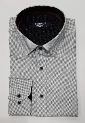 Dontali Long Sleeve Casual Shirt 105 - Navy Dot
