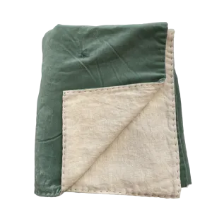 Duck Egg Velvet & Linen Single Quilt