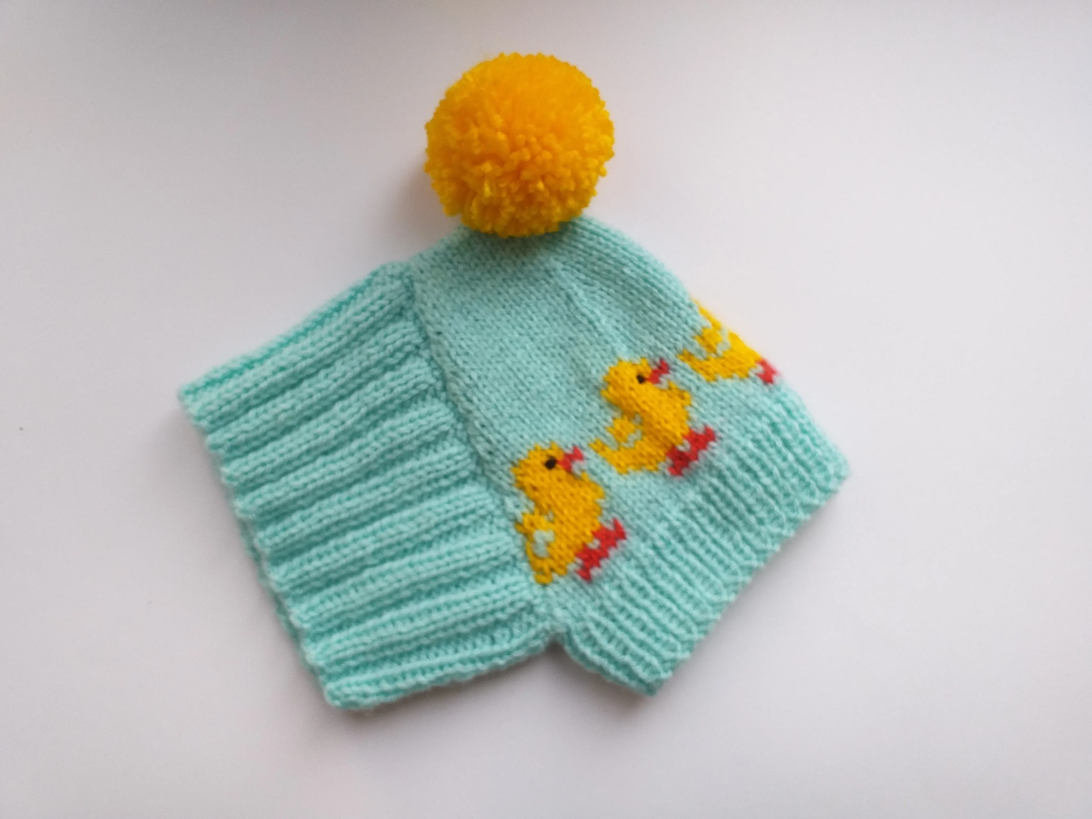 Ducks knitted hat for dogs, clothes for dogs with ducks