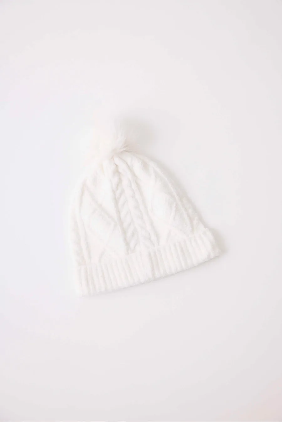 Ivory Cable Crew Beanie