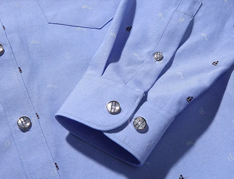 Mens Blue Shirt with Dolphin Print