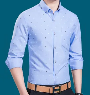 Mens Blue Shirt with Dolphin Print