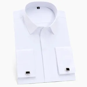 Men's Formal White Dress Shirt with French Cuffs