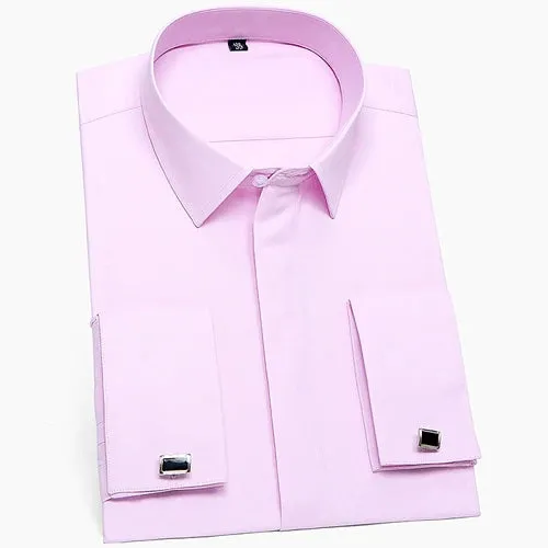 Men's Formal White Dress Shirt with French Cuffs