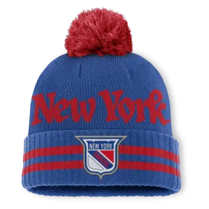 New York Rangers Fanatics Heritage Blind Side Cuff Knit Toque with Pom - Blue