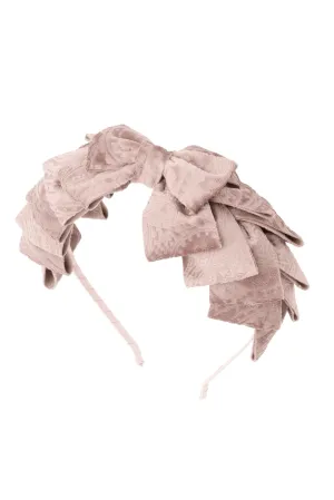 Pleated Ribbon Headband - Blush Paisley Suede