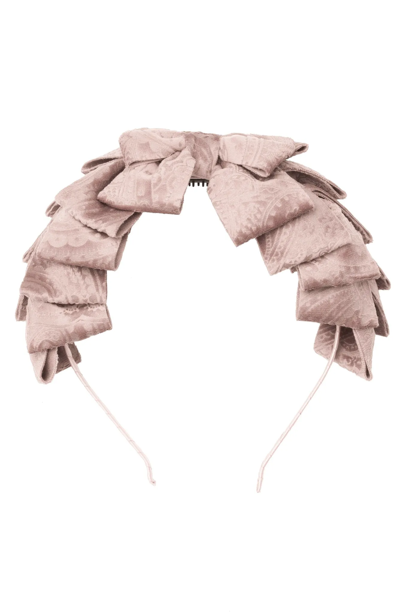 Pleated Ribbon Headband - Blush Paisley Suede