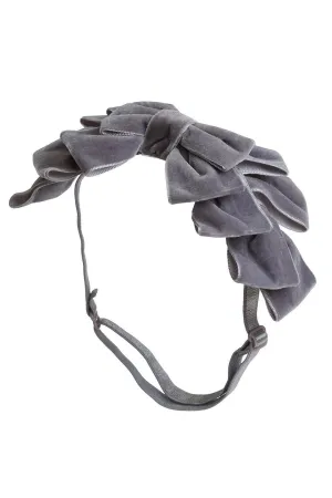 Pleated Ribbon Velvet Wrap - Grey