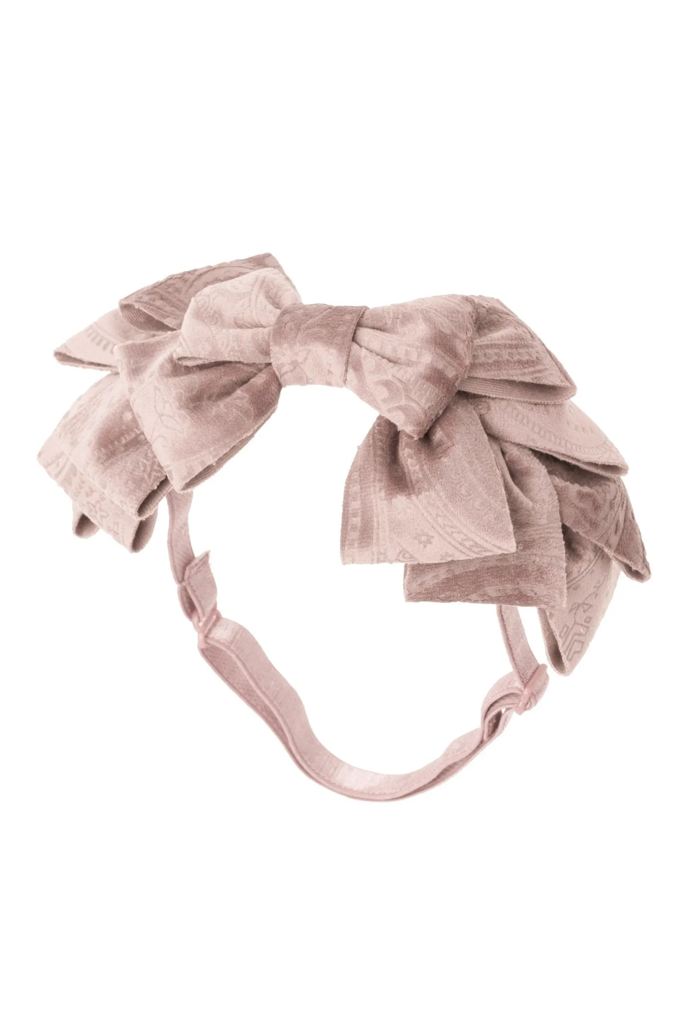 Pleated Ribbon Wrap - Blush Paisley Suede