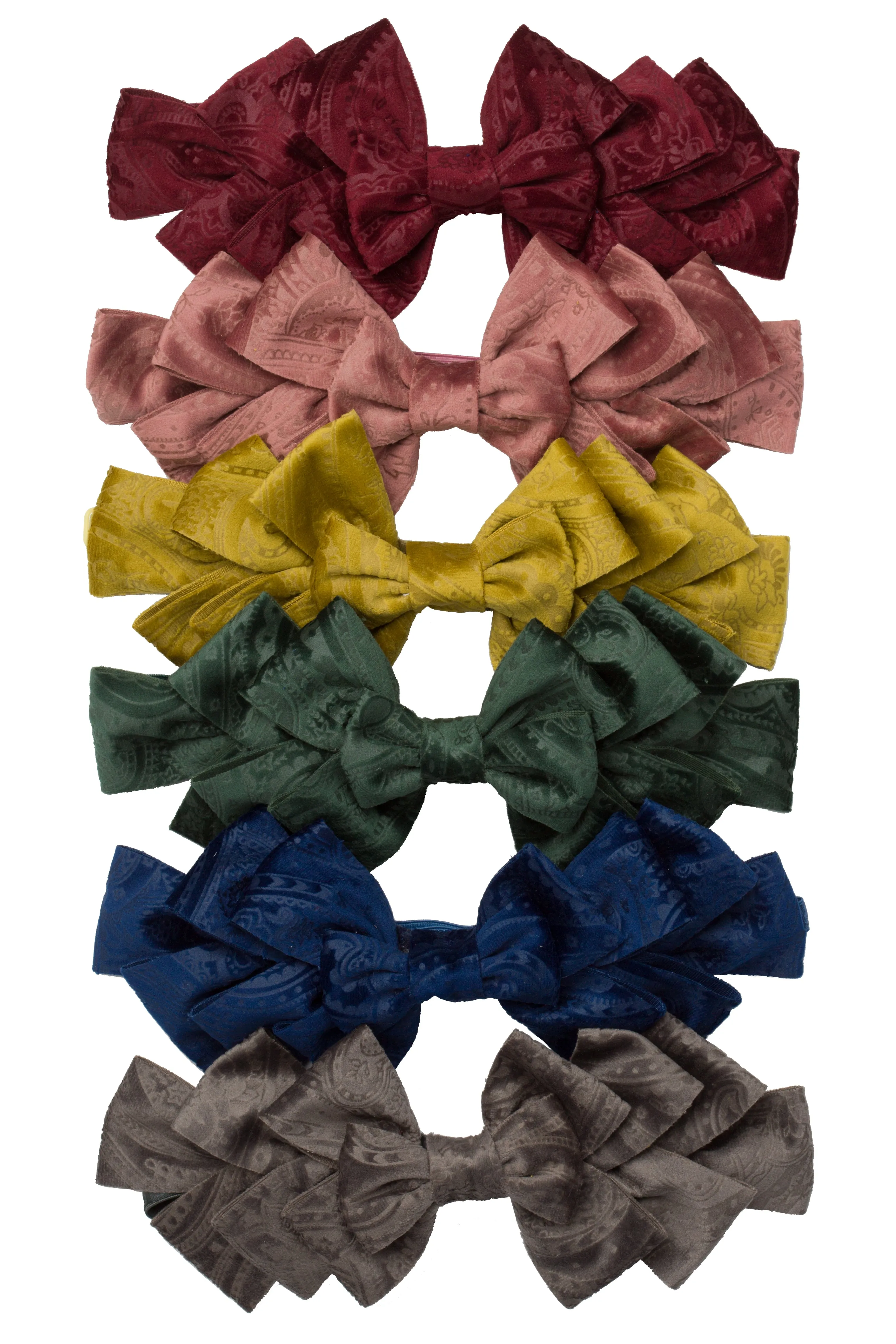 Pleated Ribbon Wrap - Burgundy Paisley Suede