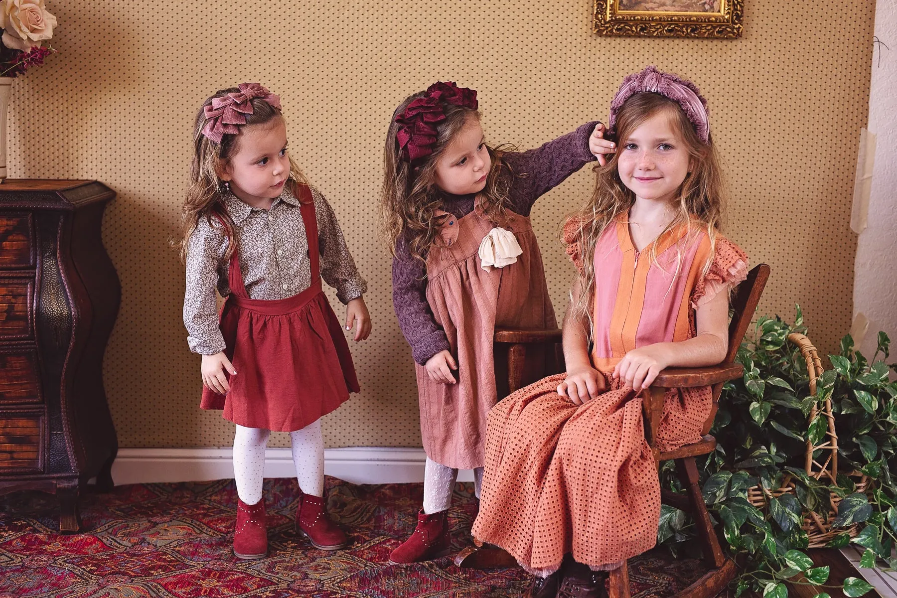 Pleated Ribbon Wrap - Burgundy Paisley Suede