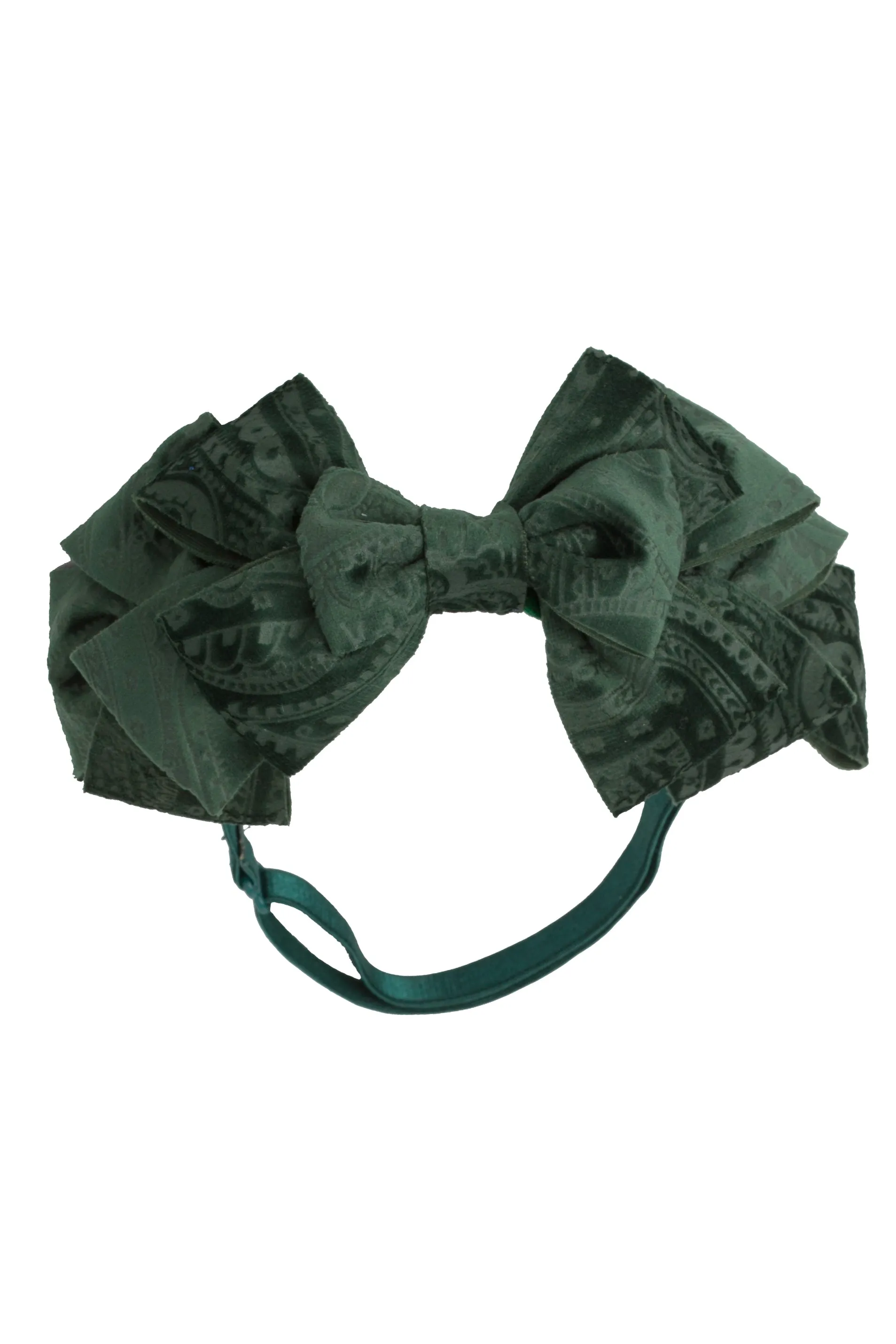 Pleated Ribbon Wrap - Hunter Green Paisley Suede