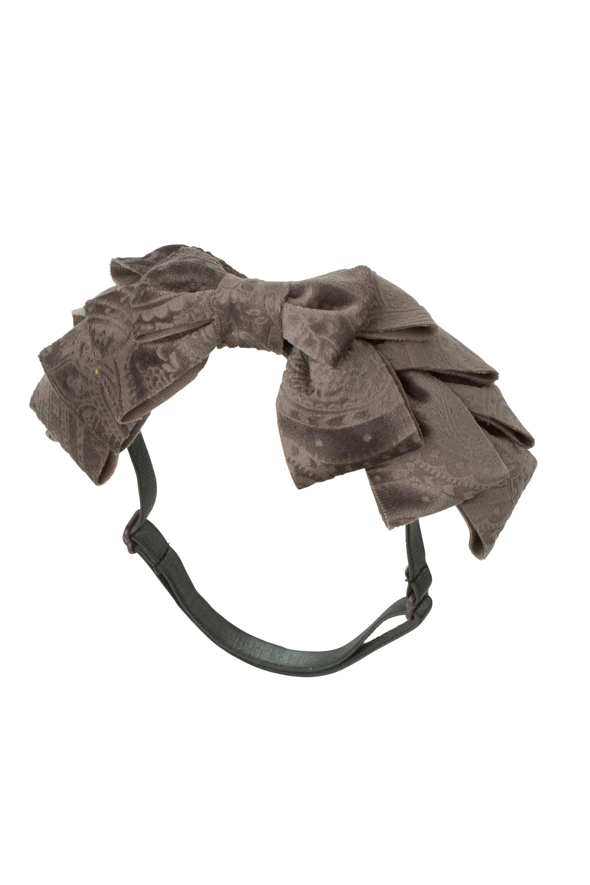 Pleated Ribbon Wrap - Smoke Grey Paisley Suede