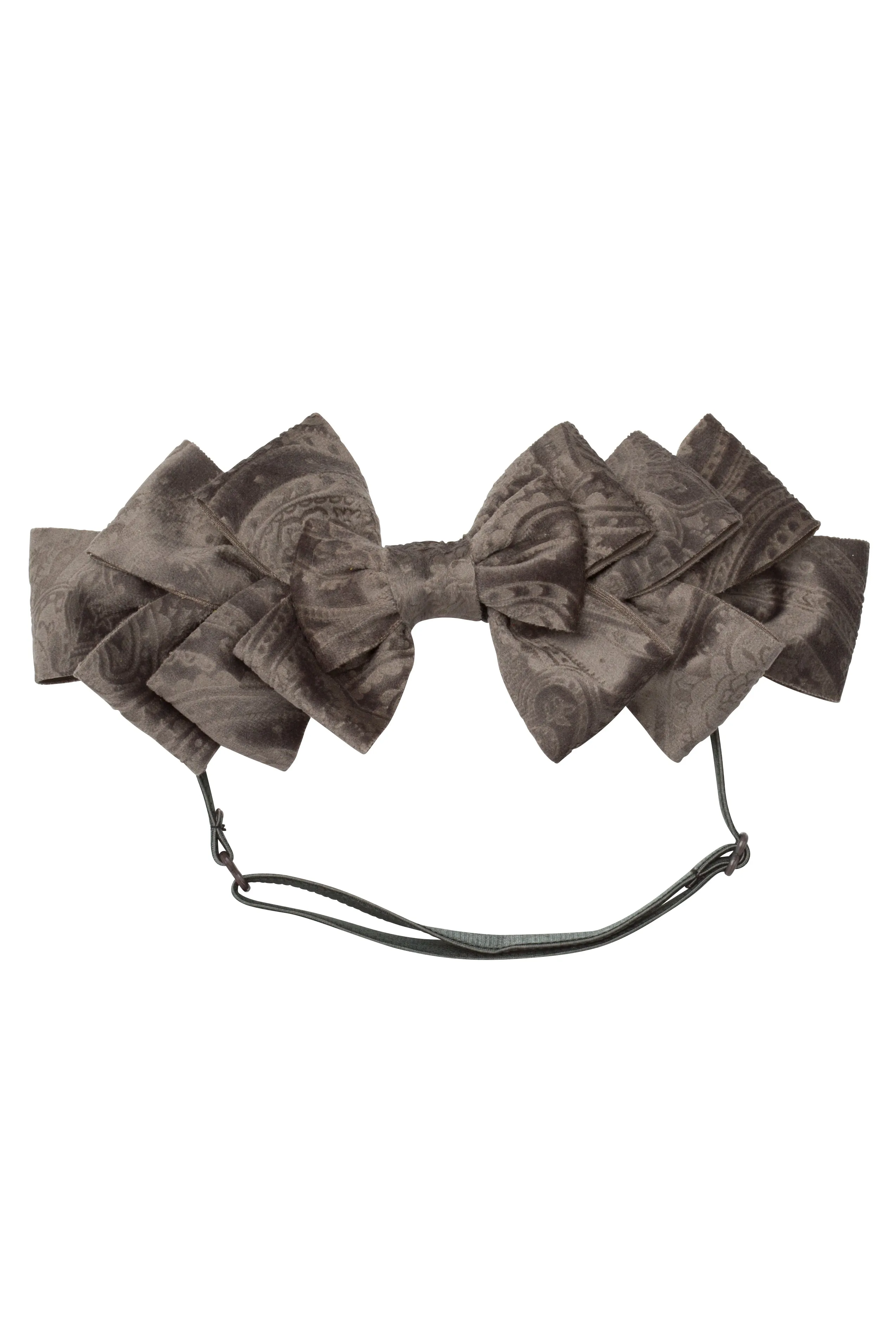 Pleated Ribbon Wrap - Smoke Grey Paisley Suede