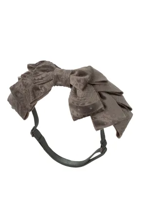 Pleated Ribbon Wrap - Smoke Grey Paisley Suede