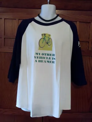 "My Other Vehicle is a Beamer" Men's Baseball Shirt plus Leather Necklace