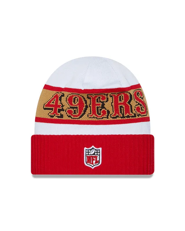 San Francisco 49ers New Era 2023 Sideline Tech Cuffed Knit Hat - White/Red