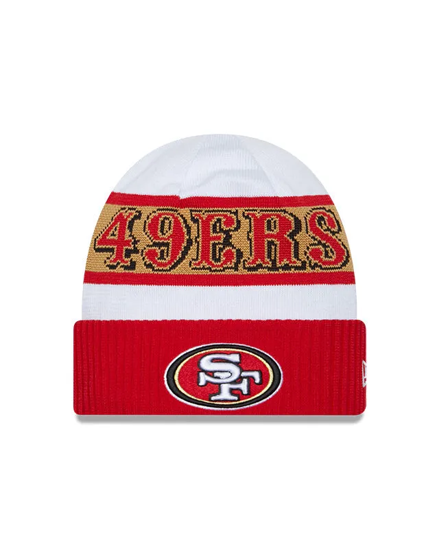 San Francisco 49ers New Era 2023 Sideline Tech Cuffed Knit Hat - White/Red