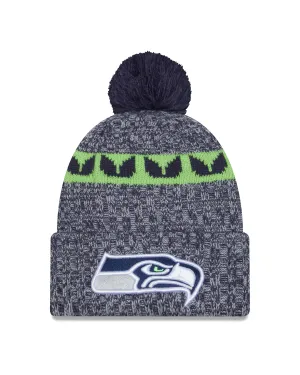 Seattle Seahawks New Era 2023 Sideline - Sport Cuffed Pom Knit Hat - Navy