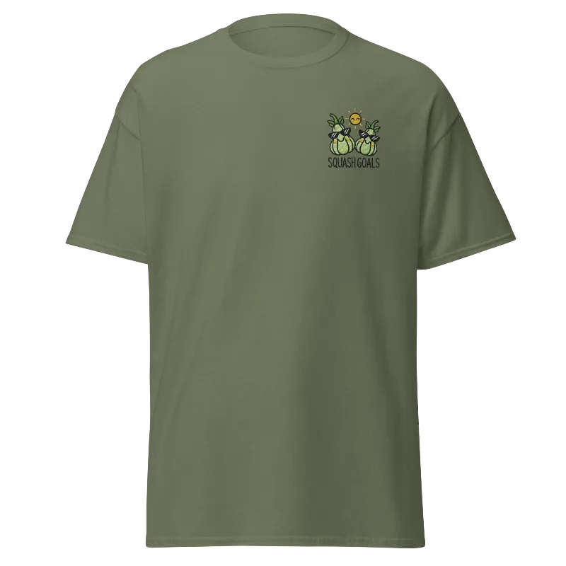 Unisex Fall Embroidered T-Shirt – "Squash Goals"