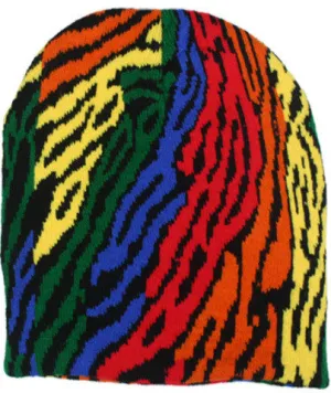 unisex multi color zebra beanie hat Case of 144
